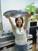 Momoko with a fish.
