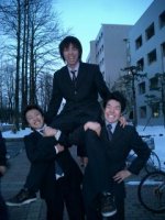 At the front of Dep. of Sci. build., after presentations of graduation thesis -1